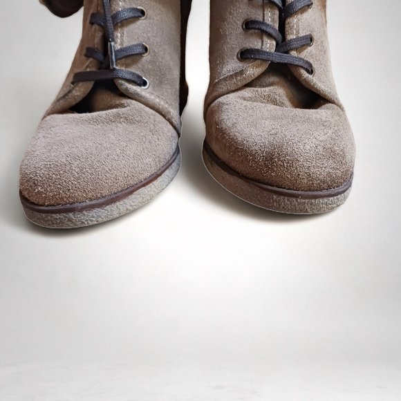 *5/35* Pegabo Tan Suede Faux Fur Trimmed Lace Up Winter Boots  Size 6.5 - Picture 7 of 16